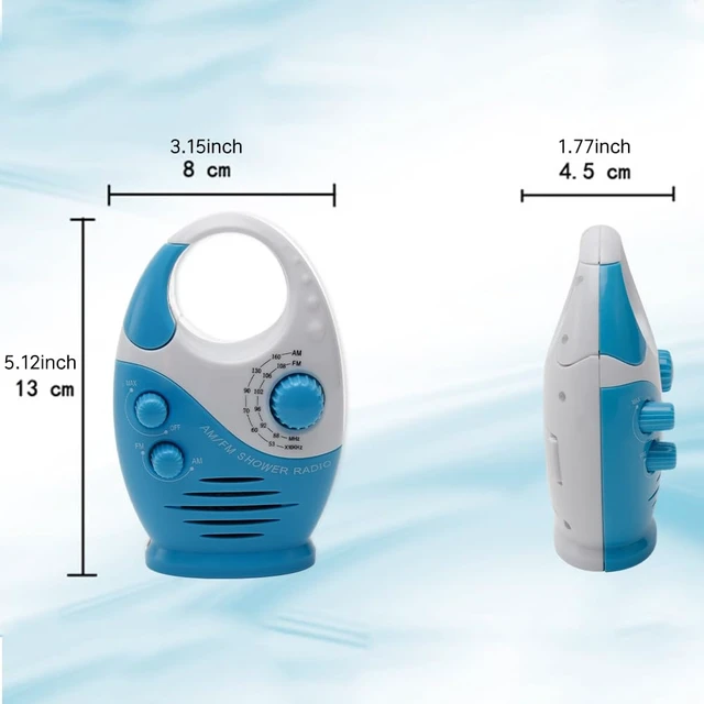 Alt view image 5 of 7 - Shower Radio, Bathroom Radio AM FM, Waterproof Hanging Shower Radio Adjustable Volume Blue