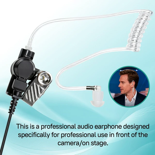 Alt view image 3 of 7 - Universal IFB Earpiece 3.5mm Anchor Broadcaster in Ear Monitor On Camera On Stage Professional Earset for iPhone Android Clear-Com Comrex Telex Lecstronics w/ 1/4'' Connector - Black