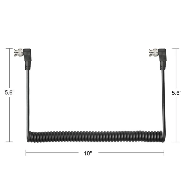 Alt view image 4 of 5 - 3G/HD SDI Cable Coiled BNC Cable 3ft 75 Ohm Right Angle BNC Jumper for Camera Video Wireless Systems and On-Board Monitors,Support HD-SDI 3G-SDI SDI Cord