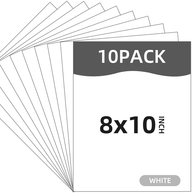 Main image of 8x10 Backing Boards 10 Pack,Uncut White Mats Matboards, Acid-Free Backerboards for Art Prints, Ideal for Photos, Pictures, Prints, and Frame