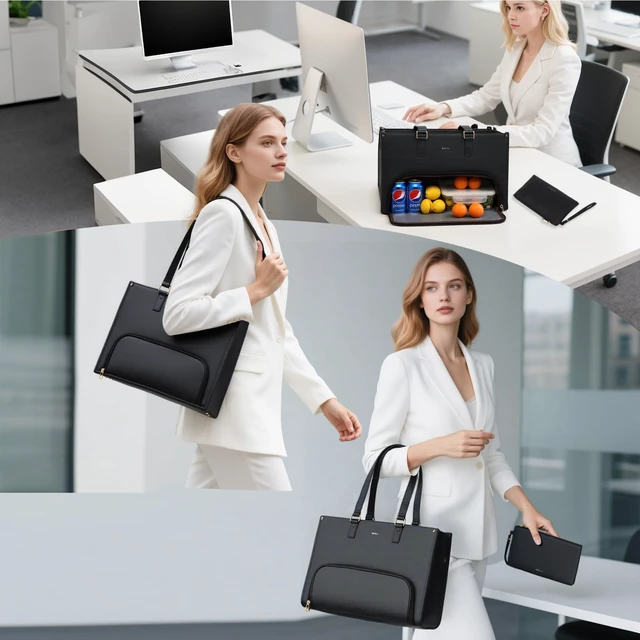 Alt view image 2 of 6 - 3pcs Laptop Bag for Women 15.6 inch and Lunch Tote Bag for Women with Insulated Lunch Compartment Computer Briefcase
