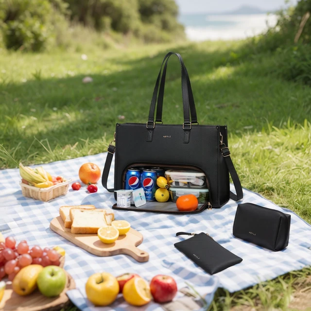 Alt view image 3 of 6 - 3pcs Laptop Bag for Women 15.6 inch and Lunch Tote Bag for Women with Insulated Lunch Compartment Computer Briefcase