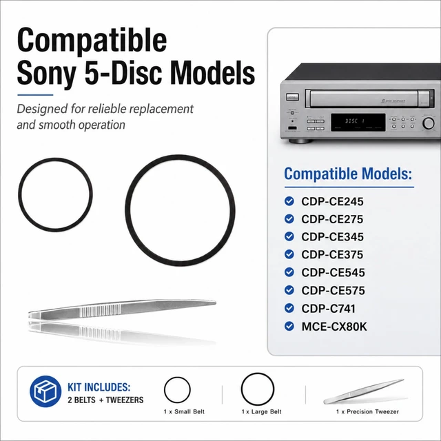 Alt view image 2 of 7 - CD Player Belt Kit for Sony RCD-W500C RCD-W50C RCD-W2000ES 2pcs Belt Set High-Elasticity Japanese Rubber Belt CD Player Repair