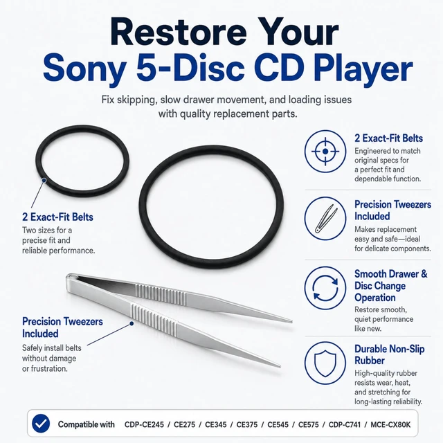 Alt view image 4 of 7 - CD Player Belt Kit for Sony RCD-W500C RCD-W50C RCD-W2000ES 2pcs Belt Set High-Elasticity Japanese Rubber Belt CD Player Repair