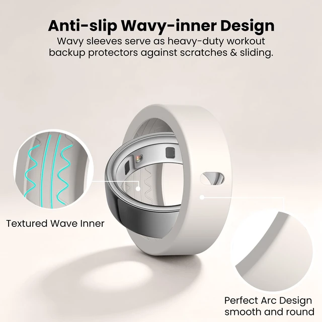 Alt view image 3 of 7 - Ring Cover for Oura Ring Gen 4/4 Ceramic/Gen 3 Horizon/Heritage Exclusive Dual-Texture, with Storage Case, Anti-Scratch, Soft Silicone Smart Ring Covers Protector for Women Men, Daily Wear