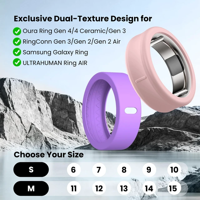 Alt view image 2 of 7 - Ring Cover for Oura Ring Gen 4/4 Ceramic/Gen 3 Horizon/Heritage Exclusive Dual-Texture, with Storage Case, Anti-Scratch, Soft Silicone Smart Ring Covers Protector for Women Men, Daily Wear