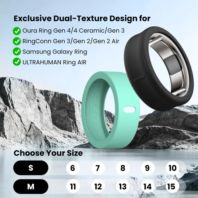 Alt view image 2 of 7 - Ring Cover for Oura Ring Gen 4/4 Ceramic/Gen 3 Horizon/Heritage Exclusive Dual-Texture, with Storage Case, Anti-Scratch, Soft Silicone Smart Ring Covers Protector for Women Men, Daily Wear