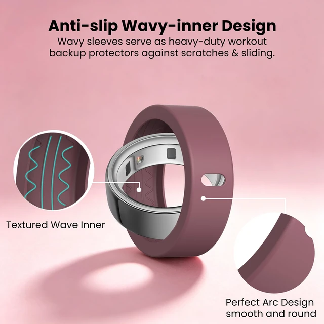 Alt view image 3 of 7 - Ring Cover for Oura Ring Gen 4/4 Ceramic/Gen 3 Horizon/Heritage Exclusive Dual-Texture, with Storage Case, Anti-Scratch, Soft Silicone Smart Ring Covers Protector for Women Men, Daily Wear
