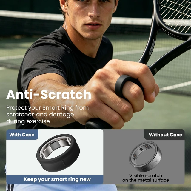 Alt view image 5 of 7 - Ring Cover for Oura Ring Gen 4/4 Ceramic/Gen 3 Horizon/Heritage Exclusive Dual-Texture, with Storage Case, Anti-Scratch, Soft Silicone Smart Ring Covers Protector for Women Men, Daily Wear