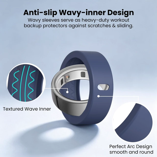 Alt view image 3 of 7 - Ring Cover for Oura Ring Gen 4/4 Ceramic/Gen 3 Horizon/Heritage Exclusive Dual-Texture, with Storage Case, Anti-Scratch, Soft Silicone Smart Ring Covers Protector for Women Men, Daily Wear