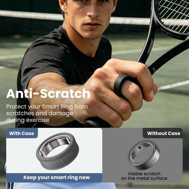 Alt view image 5 of 7 - Ring Cover for Oura Ring Gen 4/4 Ceramic/Gen 3 Horizon/Heritage Exclusive Dual-Texture, with Storage Case, Anti-Scratch, Soft Silicone Smart Ring Covers Protector for Women Men, Daily Wear
