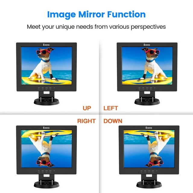 Alt view image 2 of 7 - 12 Inch HDMI Monitor with BNC VGA AV HDMI Input 800x600 Portable 4:3 TFT LCD Mini HD Color Screen with Built-in Speaker, 75×75mm VESA Wall Mount