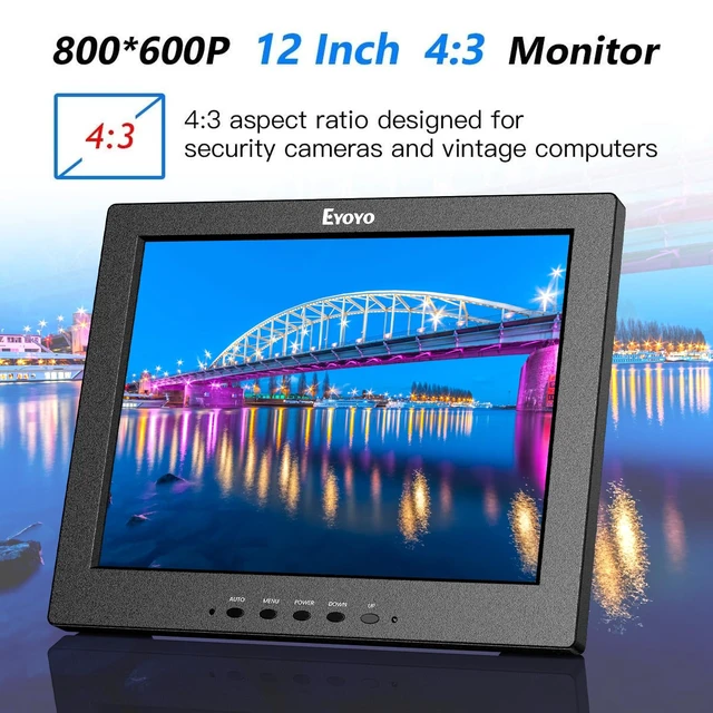 Alt view image 3 of 7 - 12 Inch HDMI Monitor with BNC VGA AV HDMI Input 800x600 Portable 4:3 TFT LCD Mini HD Color Screen with Built-in Speaker, 75×75mm VESA Wall Mount