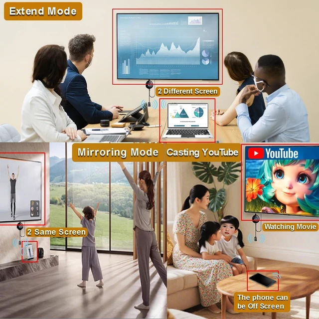 Alt view image 7 of 7 - Wireless Display Adapter for Screen Mirroring, Landscape Portrait Display Mirror content from compatible devices to displays with landscape and portrait modes for flexible viewing