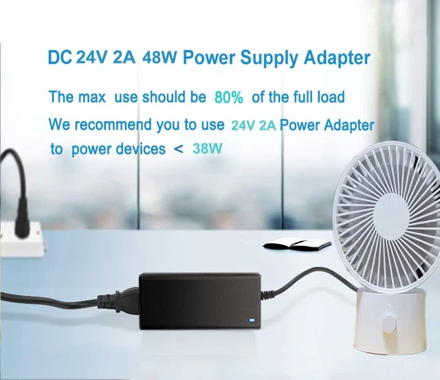 Alt view image 7 of 7 - 24V 2A 48W Power Supply AC/DC Adapter AC 100~240V to DC 24v 2amp 1A Transformer 5.5x2.5mm DC Plug Converter 24VDC Power Supply for 24V LED Srip Lights CCTV Camera