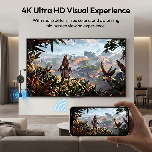 Alt view image 7 of 7 - 2026 Wireless HDMI Display Adapter, 4K Miracast Dongle Screen Mirroring Adapter for TV, Video Audio Photos from Smartphone Tablet Laptop to TV Monitor Projector, Supports Android iOS Windows macOS