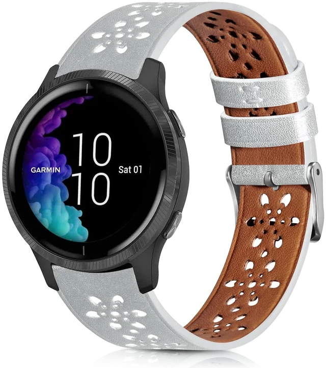 Main image of Lace Leather Band Compatible with Garmin Vivoactive 3/5/Venu/Venu 2 Bands, Women Men, 20mm Breathable Slim Hollow-out Sports Replacement Band