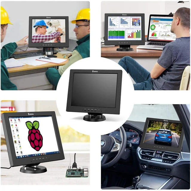 Alt view image 5 of 7 - 12 Inch HDMI Monitor with BNC VGA AV HDMI Input 800x600 Portable 4:3 TFT LCD Mini HD Color Screen with Built-in Speaker, 75×75mm VESA Wall Mount