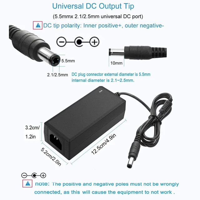 Alt view image 3 of 7 - 24V 2A 48W Power Supply AC/DC Adapter AC 100~240V to DC 24v 2amp 1A Transformer 5.5x2.5mm DC Plug Converter 24VDC Power Supply for 24V LED Srip Lights CCTV Camera