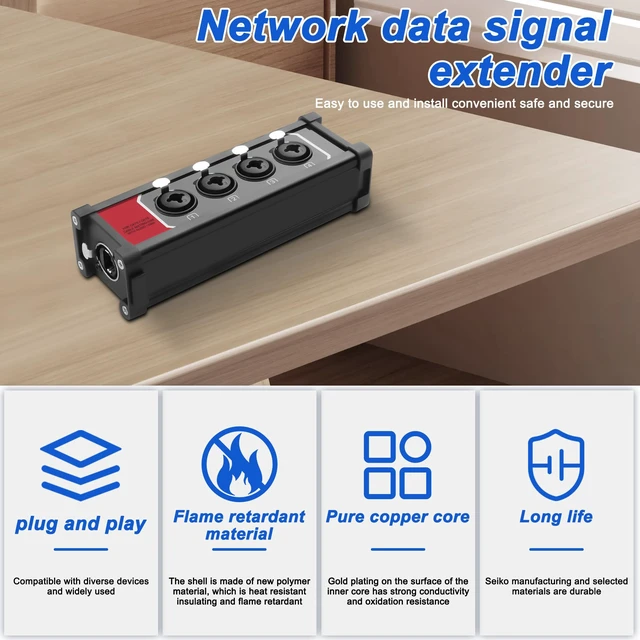 Alt view image 4 of 7 - 4 Channel Multi Audio Snake Box 4 * 6.35mm 1/4" TRS Stereo to RJ45 Female to Female Ethercon Extender Over Cat5/6 Ethercon for Stage Sound and Recording Studio -1 Pcs