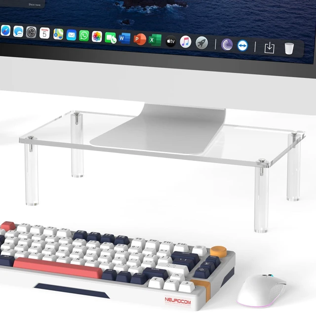 Main image of Acrylic Monitor Stand Riser 16X7.8 Clear Computer Stand Riser Desk Organizer Shelf for Multi Media PC Storage Laptop Clear, Desk Shelf, for Multi Media PC Storage, Laptop Stand