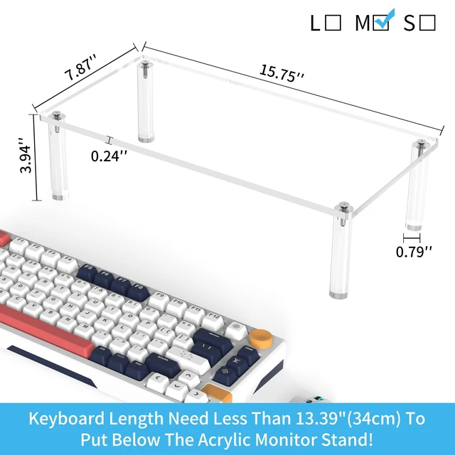 Alt view image 2 of 7 - Acrylic Monitor Stand Riser 16X7.8 Clear Computer Stand Riser Desk Organizer Shelf for Multi Media PC Storage Laptop Clear, Desk Shelf, for Multi Media PC Storage, Laptop Stand