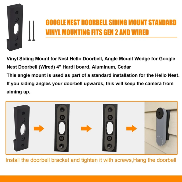 Alt view image 2 of 7 - Doorbell Vinyl Siding Mount Adjustment Wedge - for Google Nest Doorbell Angled Doorbell Mount for Both Original Hello Nest Doorbell And New Nest Doorbell Fits for Google Nest Doorbell Siding Mount