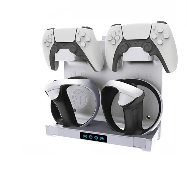 Alt view image 7 of 7 - Controller Charging Station Wall Mount for VR 2 Controller Holder Wall Hanging Vertical Charging Stand Dock Controller Headphone Holder Storage Stand Hook