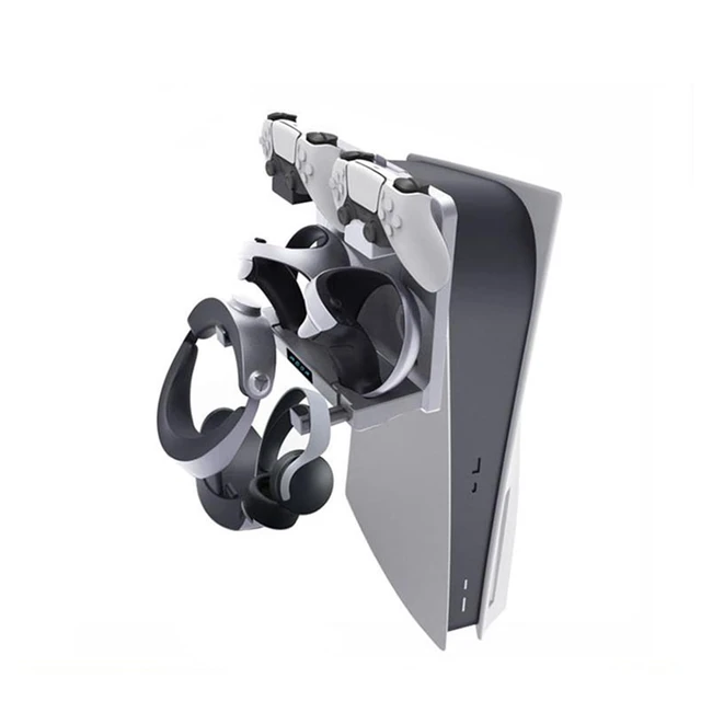 Alt view image 6 of 7 - Controller Charging Station Wall Mount for VR 2 Controller Holder Wall Hanging Vertical Charging Stand Dock Controller Headphone Holder Storage Stand Hook