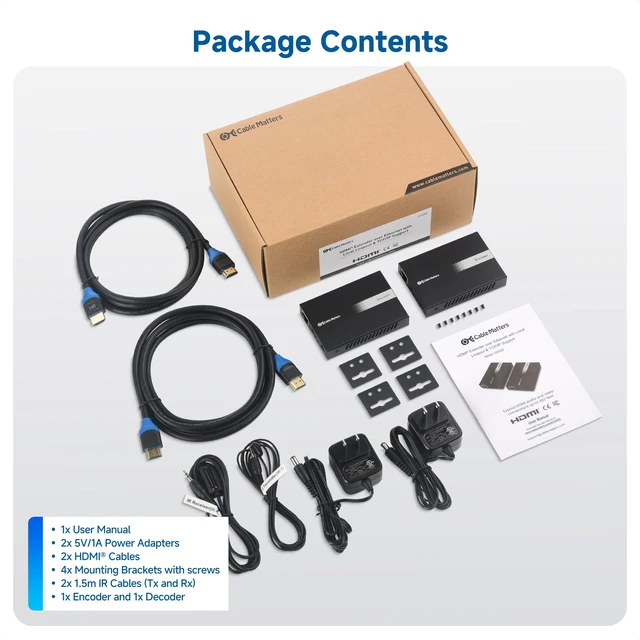Alt view image 7 of 7 - Wall Mount 1-to-Many HDMI Extender, up to 492ft HDMI over Ethernet Extender, 1080p, Local Monitor Loop-Out, Model 103202