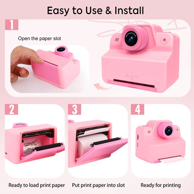 Alt view image 6 of 6 - Kids Instant Camera Print Photos Instantly, Toy Camera that Printing Pictures, Instant Prints Cameras Gift for Toddler Girls & Boys Aged 3-12 (Pink)