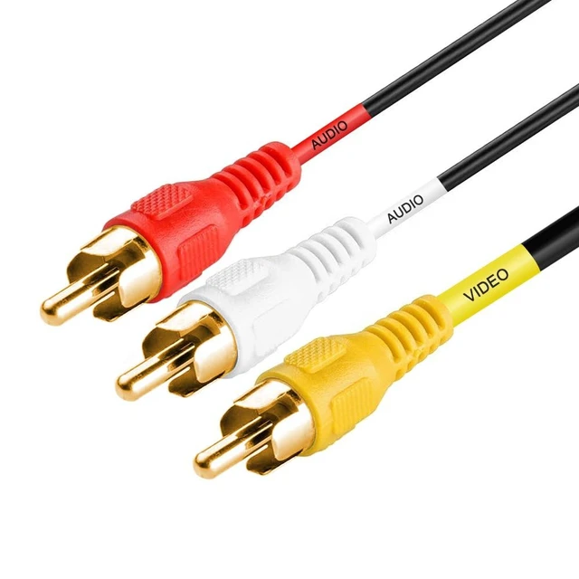 Alt view image 6 of 7 - 3 RCA Cable 50 Feet Composite Three RCA Male to Male Audio Video Cables A/V Gold Plated Triple Plug to Plug Cord for VHS/DVD Players, TVs