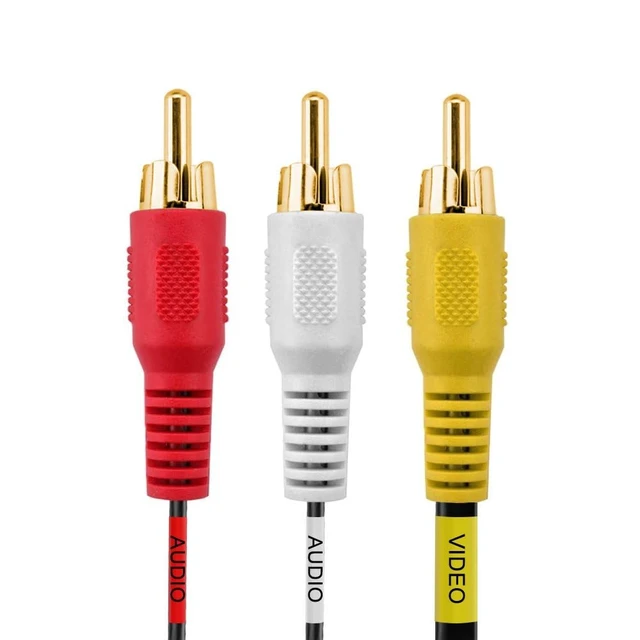 Alt view image 3 of 7 - 3 RCA Cable 50 Feet Composite Three RCA Male to Male Audio Video Cables A/V Gold Plated Triple Plug to Plug Cord for VHS/DVD Players, TVs