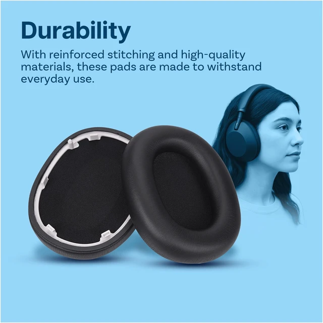 Alt view image 5 of 5 - Ear Pads Replacement for Sony WH-1000XM6 Noise Cancelling Headphone by - Memory Foam and Protein PU Ear Pad Cushions - Noise Isolation Earpads Replacement Black