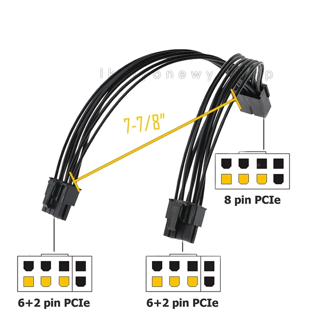 Alt view image 5 of 7 - 8 Pin PCIe GPU Power Cable Adapter - Female to Dual 8 Pin (6+2) Male GPU Extension Cable
