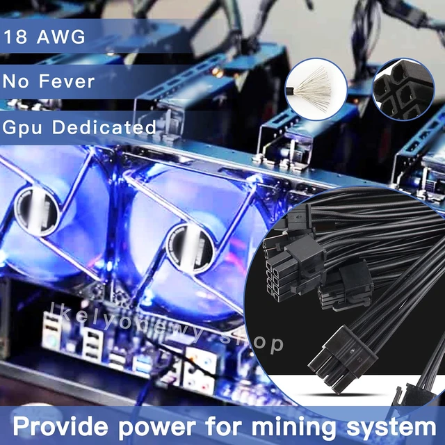 Alt view image 2 of 7 - 8 Pin PCIe GPU Power Cable Adapter - Female to Dual 8 Pin (6+2) Male GPU Extension Cable