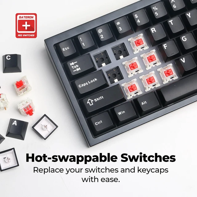 Alt view image 4 of 7 - CK60 Black 60% Hot-Swappable RGB Customizable Mechanical Gaming Keyboard, Dampening Foam, Aluminum CNC Case w/Gateron Red Switches and PBT Keycaps