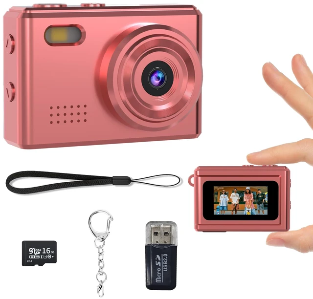 Main image of Mini Keychain Camera-1080P Mini Retro Digital Camera with 0.96" Screen 16GB Card,Portable Video Recorder with Filters for Kids, Teens, Beginners (Rose Gold)