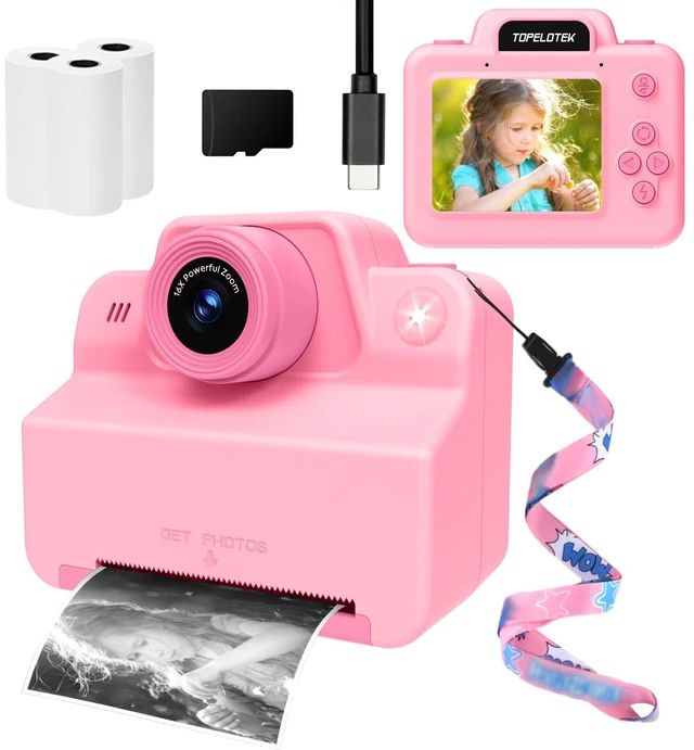 Main image of Kids Instant Camera Print Photos Instantly, Toy Camera that Printing Pictures, Instant Prints Cameras Gift for Toddler Girls & Boys Aged 3-12 (Pink)