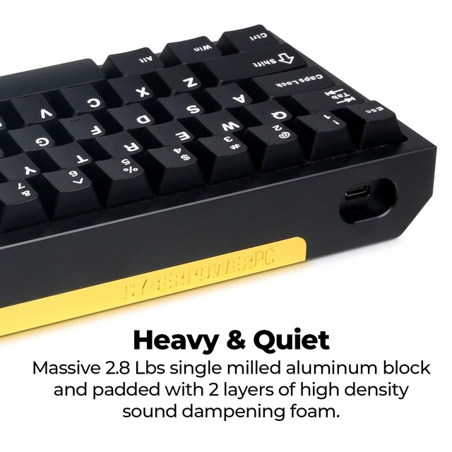 Alt view image 6 of 7 - CK60 Black 60% Hot-Swappable RGB Customizable Mechanical Gaming Keyboard, Dampening Foam, Aluminum CNC Case w/Gateron Red Switches and PBT Keycaps
