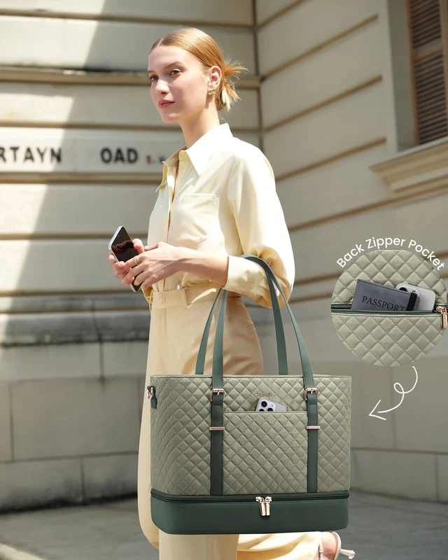 Alt view image 2 of 7 - Lunch Tote Bag for Women, 15.6 Inch Laptop Work Bag With Lunch Compartment & Large Cup Holder, Lightweight Work Briefcase for Travel, Bussiness, Teacher