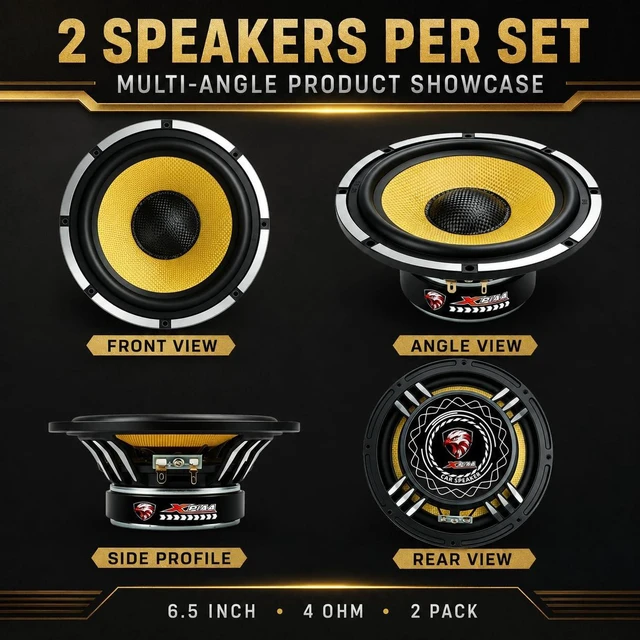Alt view image 6 of 7 - 6.5 Inch Car Speakers, 1200W Peak 4 Ohm 6.5 Speakers, Midrange Mid-Bass Door Speakers with Glass Fiber Composite Cone, Rubber Surround for Car Door & Custom Audio, 2 Pack