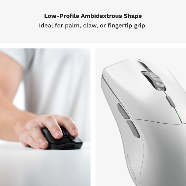 Alt view image 3 of 7 - Model O 2 PRO Wireless Gaming Mouse (White) 59g Ultralight Symmetrical Shell, 4K/8K Polling Rate, 26K BAMF Sensor, 100M Optical Clicks, Up To 80Hr Battery For Esports