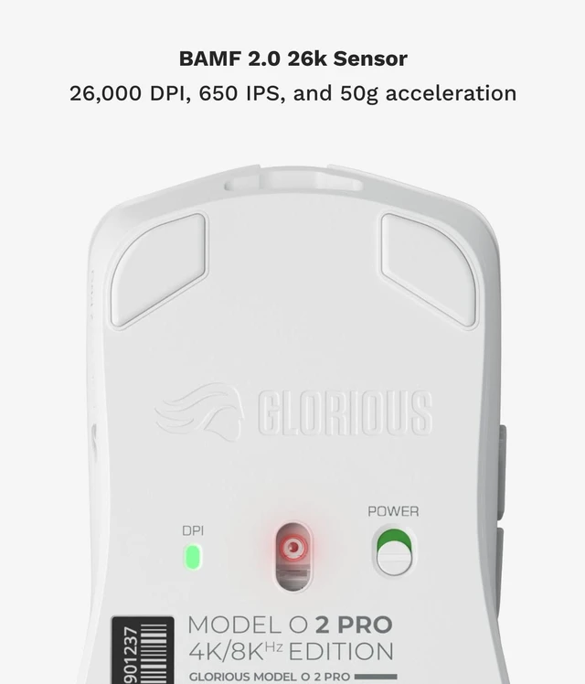 Alt view image 5 of 7 - Model O 2 PRO Wireless Gaming Mouse (White) 59g Ultralight Symmetrical Shell, 4K/8K Polling Rate, 26K BAMF Sensor, 100M Optical Clicks, Up To 80Hr Battery For Esports
