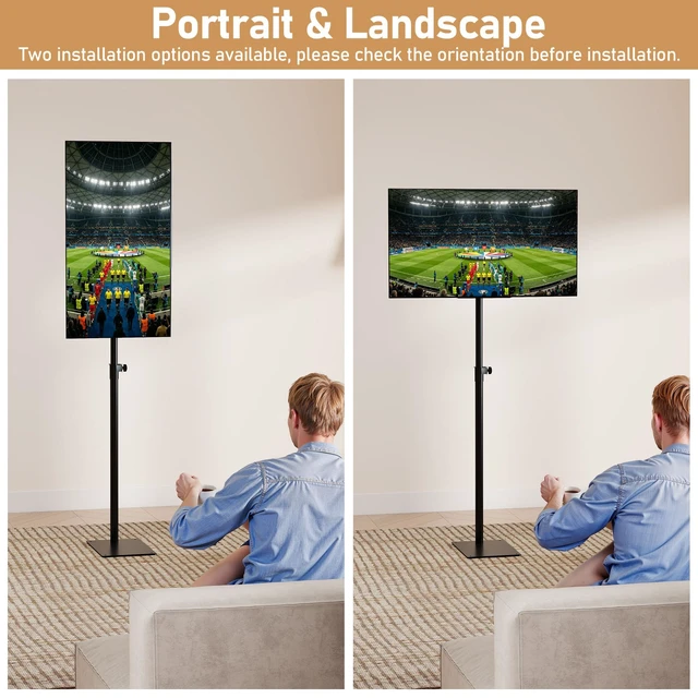 Alt view image 5 of 7 - Extra Tall Monitor Floor TV Stand with VESA Mount for 14 to 43 Inch TV Height Adjustable Stand with Steel Flat Base, Universal Vertical Freestanding Pole for Corner, Office, Bedroom, Living room