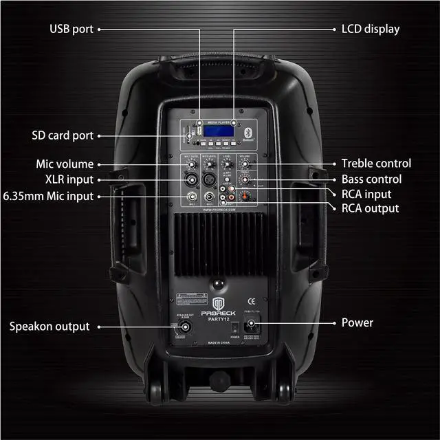 Alt view image 2 of 6 - Party 12 12-Inch 1800W 2-Way Powered PA Speaker System Combo Set with Bluetooth/USB Drive/SD Card/FM/Remote Control/Speaker Stands for Indoor, Outdoor DJ Parties, Personal Gatherings, Karaoke