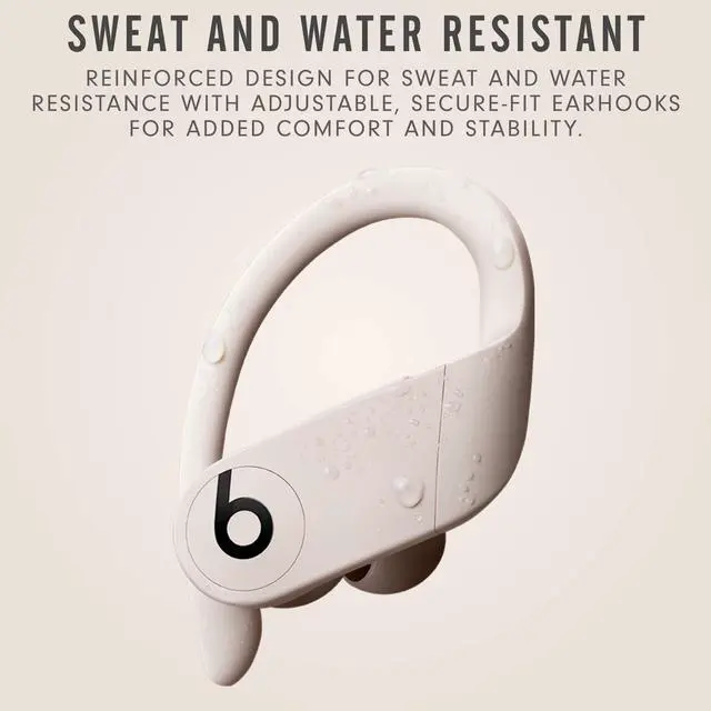 Alt view image 3 of 6 - Power Pro Wireless Earbuds - Apple H1 Headphone Chip, Class 1 Bluetooth Headphones, 9 Hours of Listening Time, Sweat Resistant, Built-in Microphone - Ivory