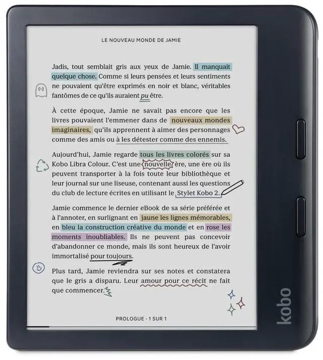 Main image of Libra Colour | eReader | 7 Glare-Free Colour E Ink Kaleido 3 Display | Dark Mode Option | Audiobooks | Waterproof | Black