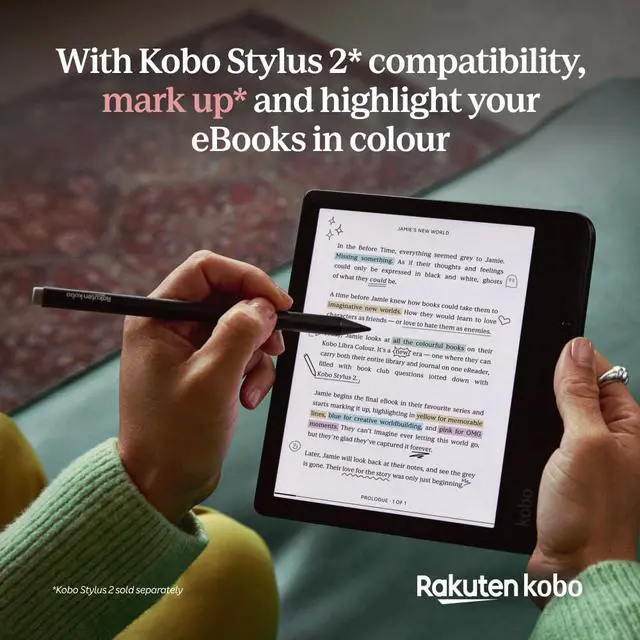 Alt view image 3 of 6 - Libra Colour | eReader | 7 Glare-Free Colour E Ink Kaleido 3 Display | Dark Mode Option | Audiobooks | Waterproof | Black