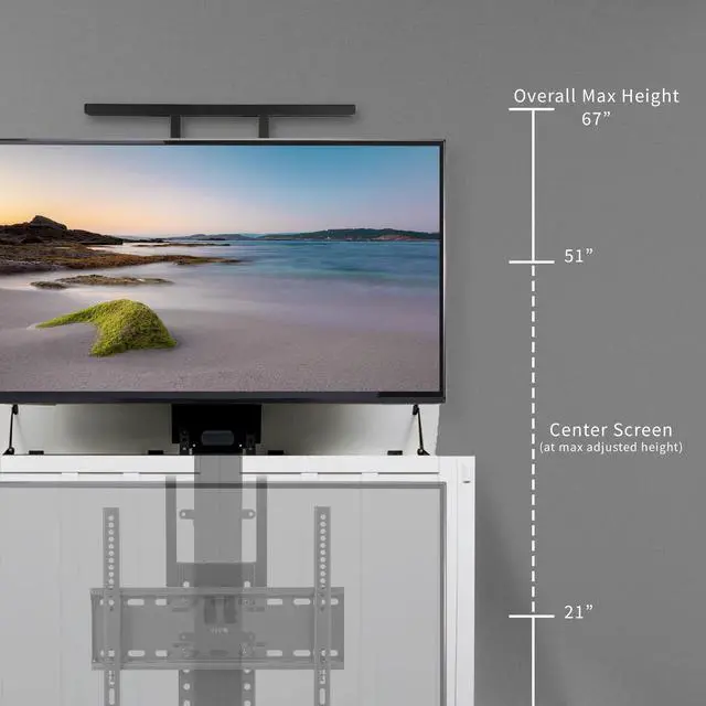 Alt view image 4 of 6 - Motorized Large TV Stand for 32 to 55 inch Screens, MOUNT-E-UP55P | Black, Vertical Lift Television Stand with Remote Control and Tuya Smart App Compatibility, Compact TV Mount Bracket